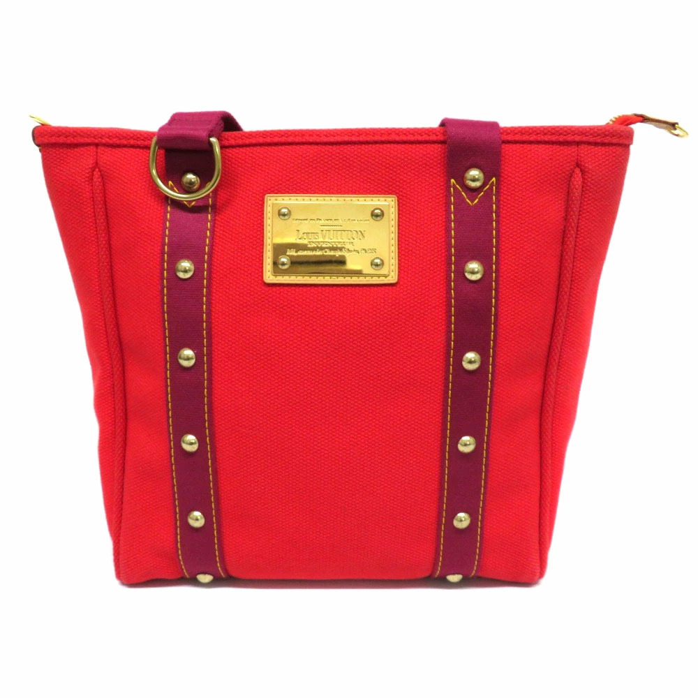 LOUIS VUITTON Cabas Antigua Canvas Tote Bag Rouge Red Purple